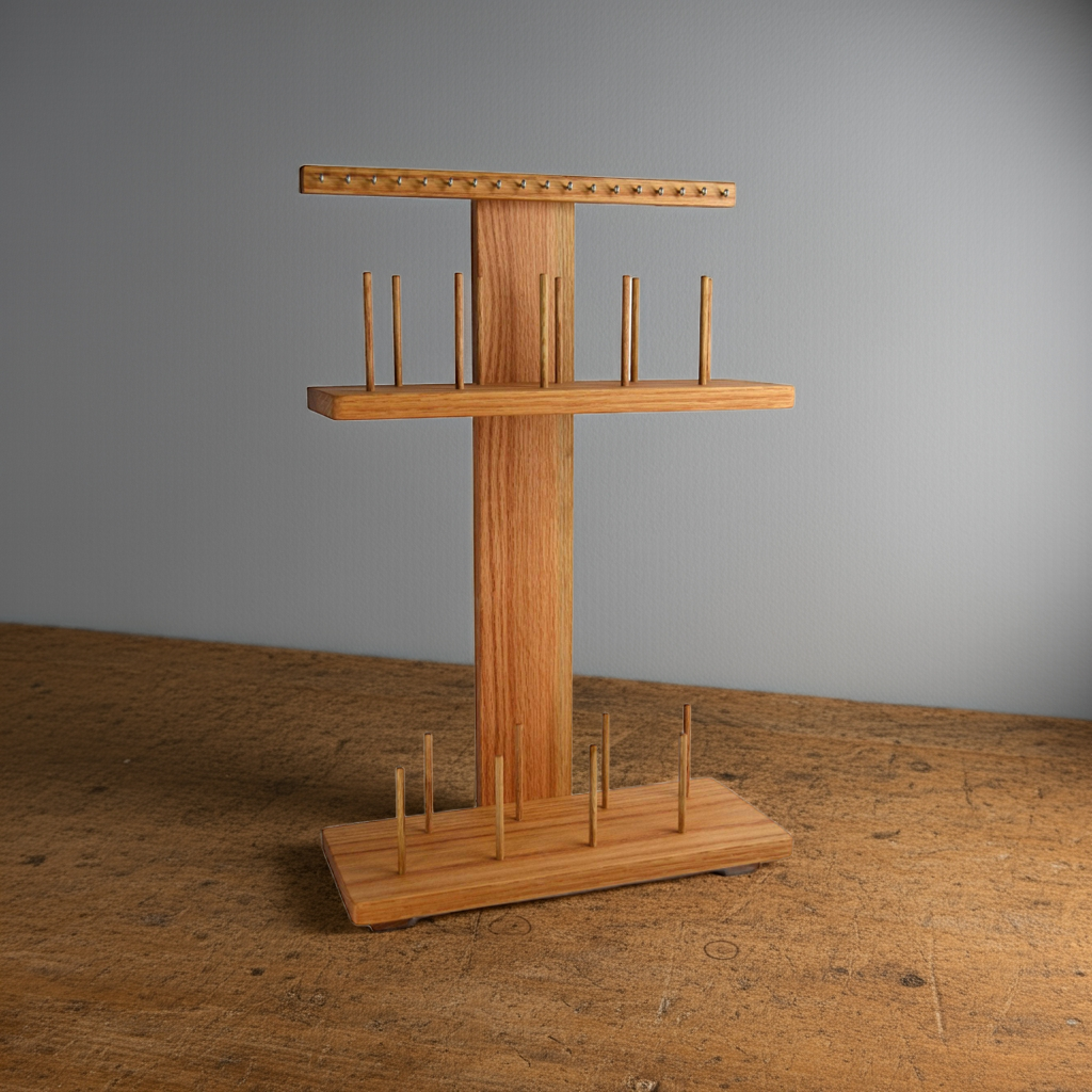 18 Spool Thread Stand Great for Embroidery Sewing Machines - Handcrafted from Red Oak