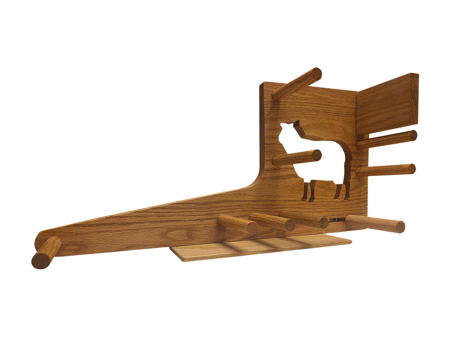 20 Inch Inkle Weaving Loom with Sheep Cutout - Handcrafted from Red Oak