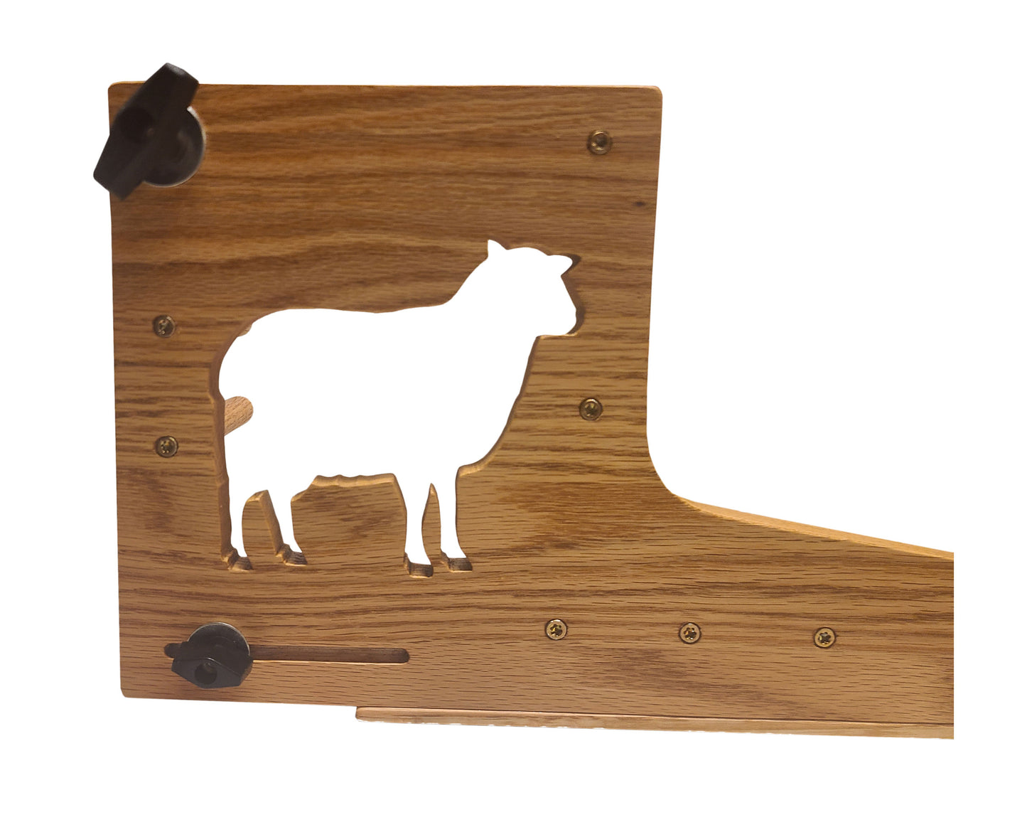 20 Inch Inkle Weaving Loom with Sheep Cutout - Handcrafted from Red Oak