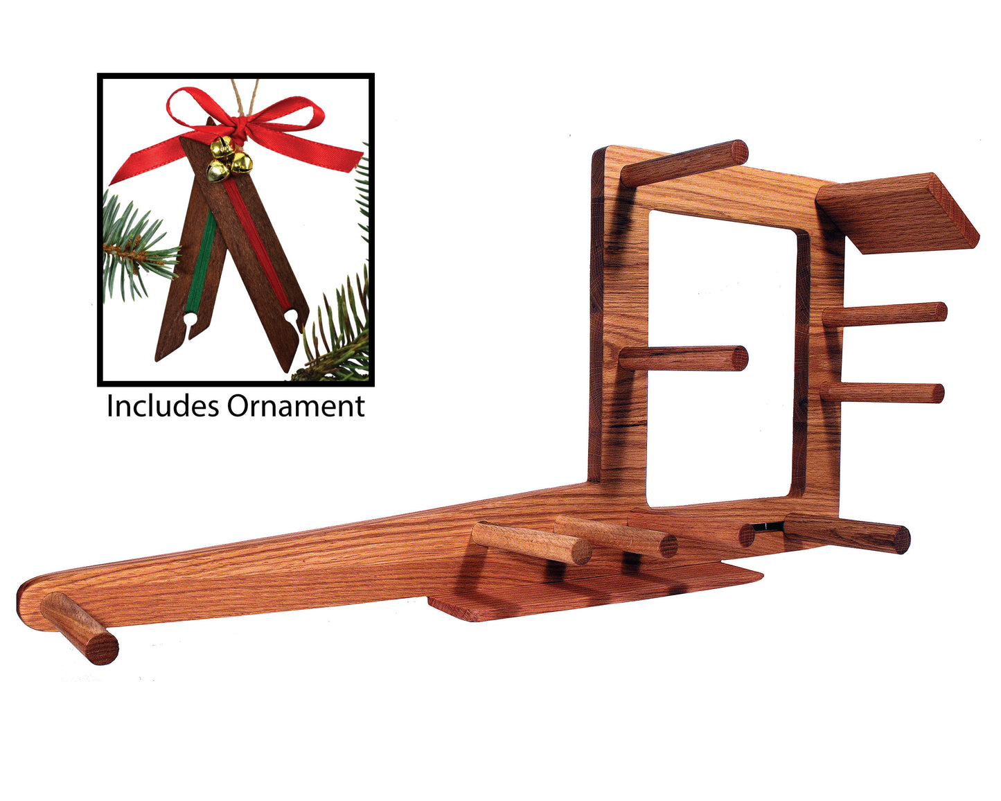 30 Inch Inkle Loom and Christmas Ornament Handcrafted from Red Oak and Mahogany
