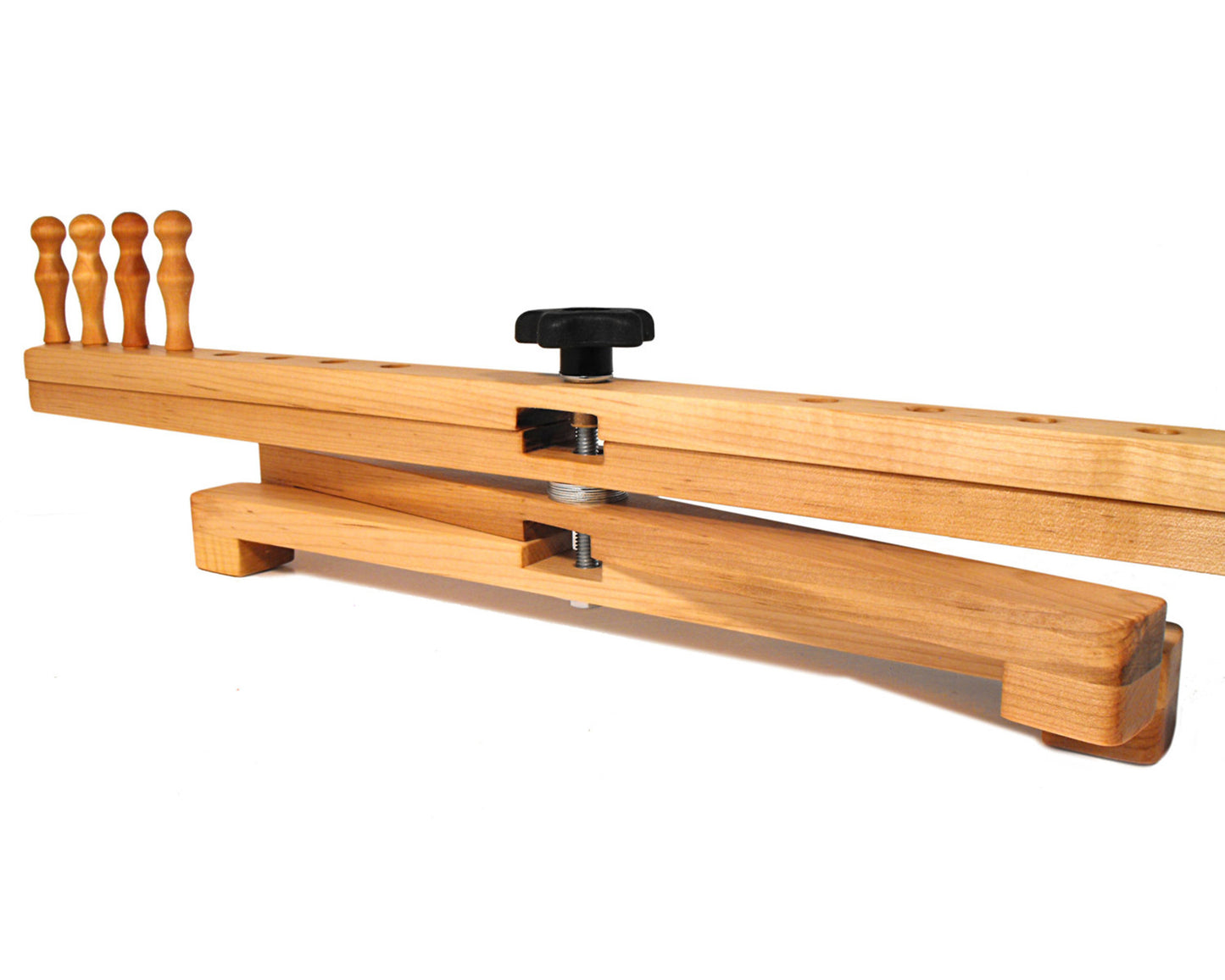 30 inch amish style tabletop yarn swift. Handcrafted from maple hardwood by Wiener Dog Ranch. Folded view.
