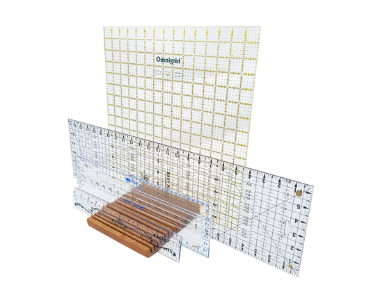 17 Slot Ruler Organizer for Quilting and Sewing. Handcrafted from red oak by Wiener Dog Ranch.