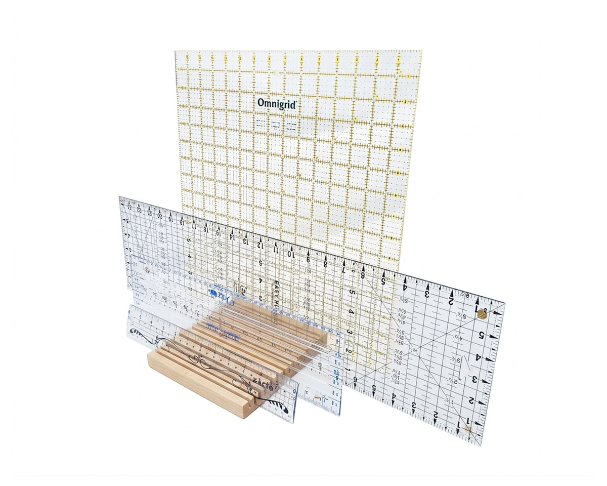 17 Slot Ruler Organizer for Quilting and Sewing Handcrafted from Maple