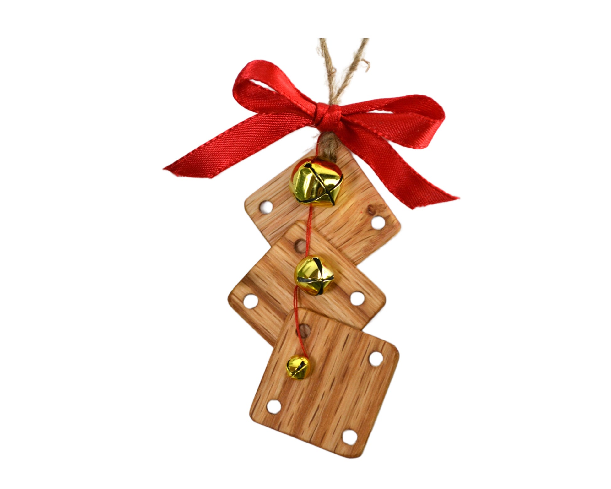 Weaving card Christmas ornament. Handcrafted from Red Oak by Wiener Dog Ranch.