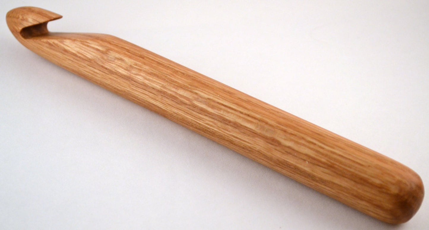 Giant Crochet Hook, Size U 25mm. Handcrafted from red oak by Wiener Dog Ranch. View 2.