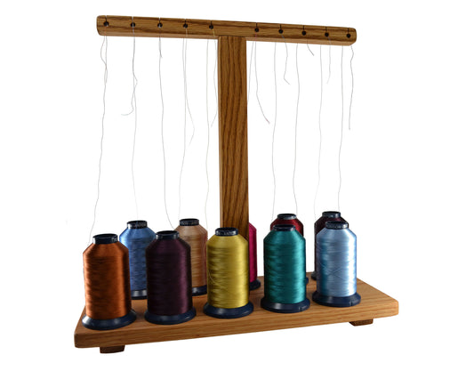 10 spool thread stand for sewing and embroidery. Handcrafted by Wiener Dog Ranch.