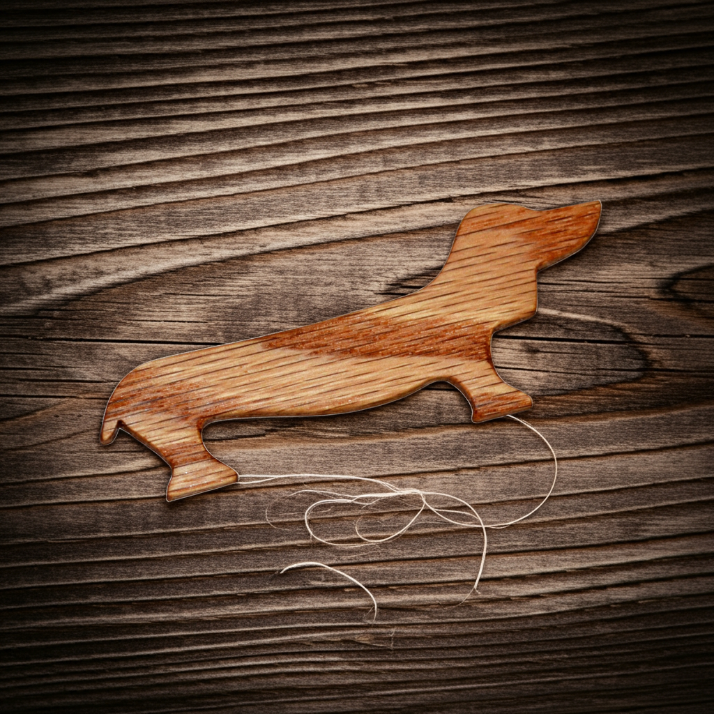 Small 3.5 Inch Dachshund Wiener Dog Tatting Shuttle for Lacemaking Handcrafted from Red Oak