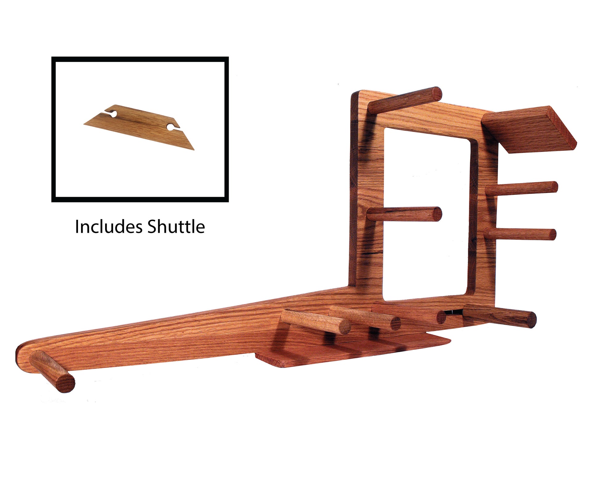 30 inch inkle loom and weaving shuttle. Handcrafted by Wiener Dog Ranch.