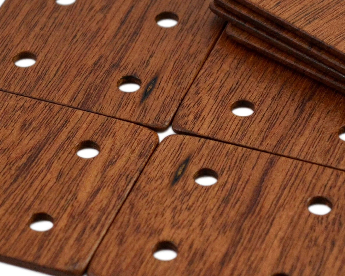 24 Weaving Cards with 4 Holes Handcrafted from Mahogany