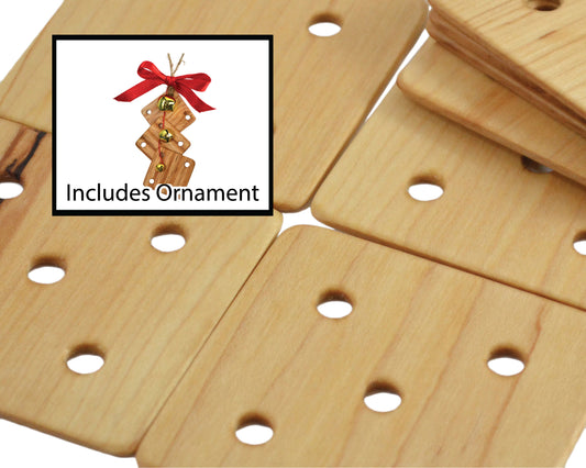 24 Weaving Cards with 5 Holes and Christmas Ornament Handcrafted from Maple