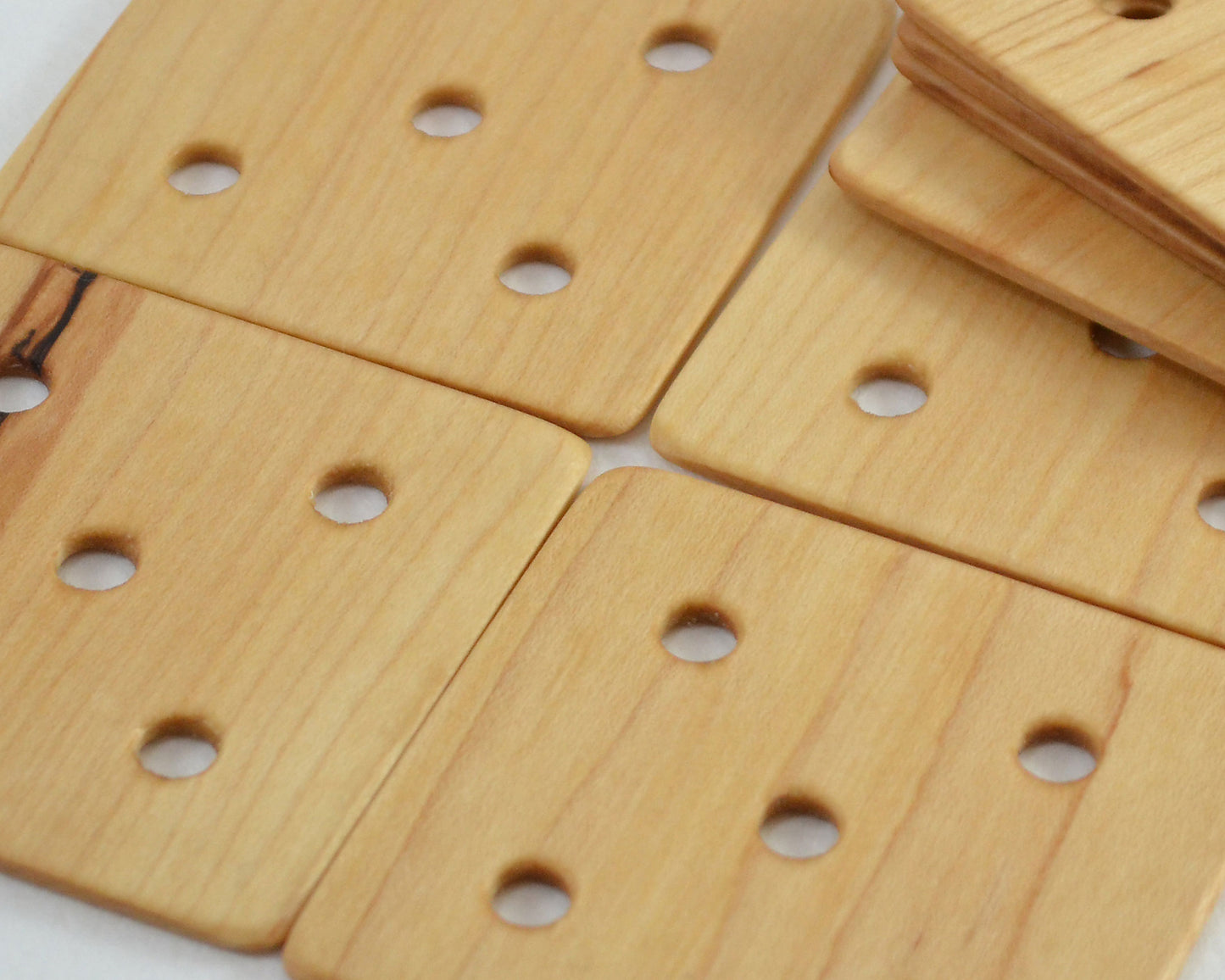 Set of 24, 5 hole weaving cards, or tablets. Handcrafted from maple by Wiener Dog Ranch.