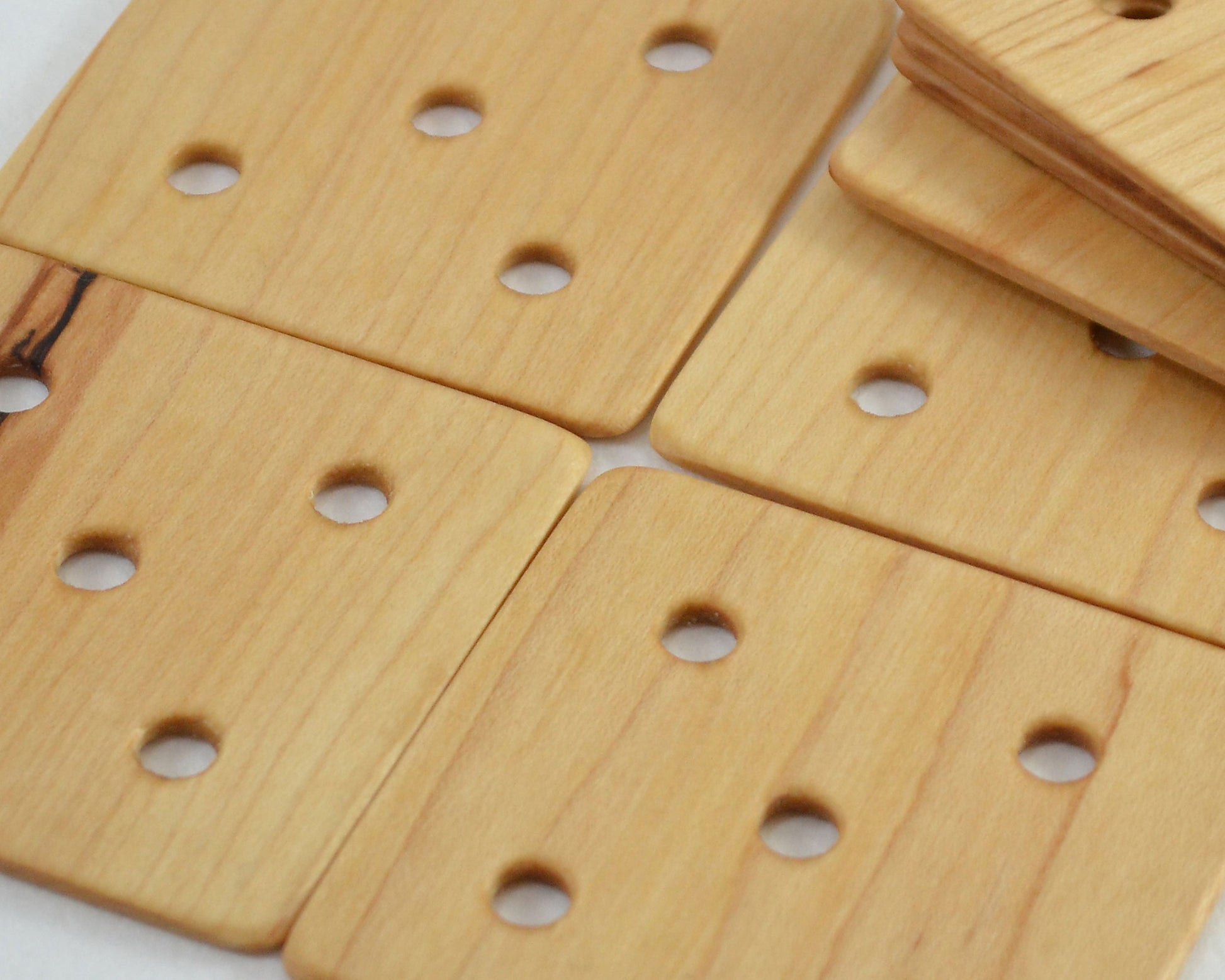 Set of 10, 5 hole weaving cards, or tablets. Handcrafted from maple by Wiener Dog Ranch.