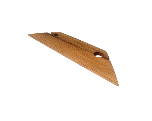 6 inch beveled weaving shuttle. Handcraftd from red oak by Wiener Dog Ranch. View 3.