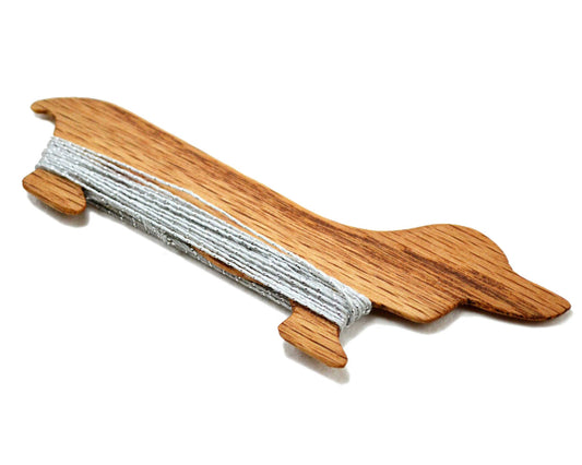 Dachshund Wiener Dog Beveled Weaving Shuttle. Handcrafted from red oak by Wiener Dog Ranch.