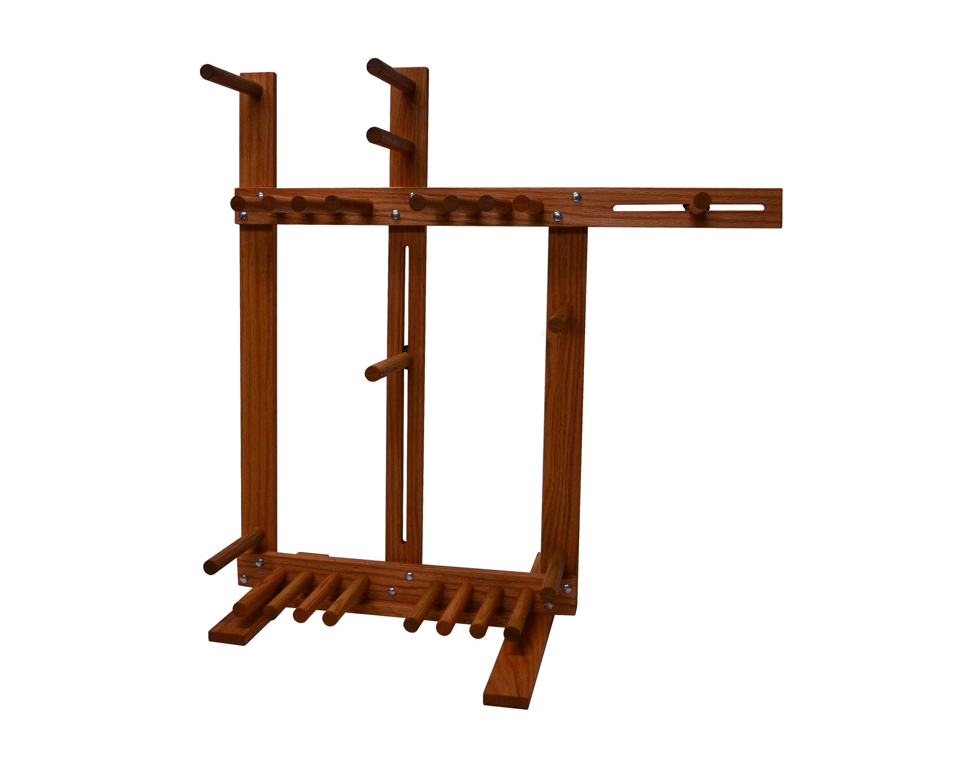 Left-Handed floor standing inkle loom. Handcrafted by Wiener Dog Ranch.