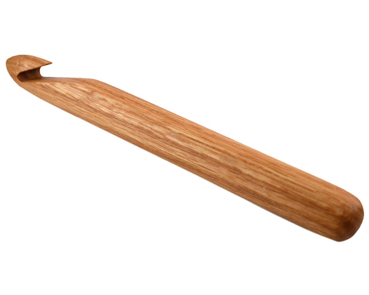 Giant Crochet Hook, Size U 25mm. Handcrafted from red oak by Wiener Dog Ranch.