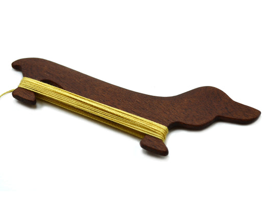 Dachshund Wiener Dog Beveled Weaving Shuttle. Handcrafted from mahogany by Wiener Dog Ranch.