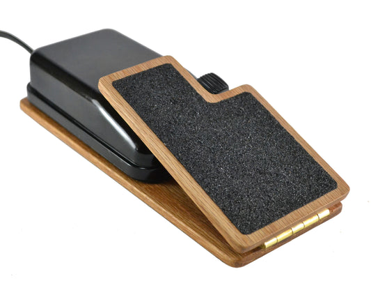 Singer Featherweight foot control pedal adapter. Handcrafted from red oak by Wiener Dog Ranch.