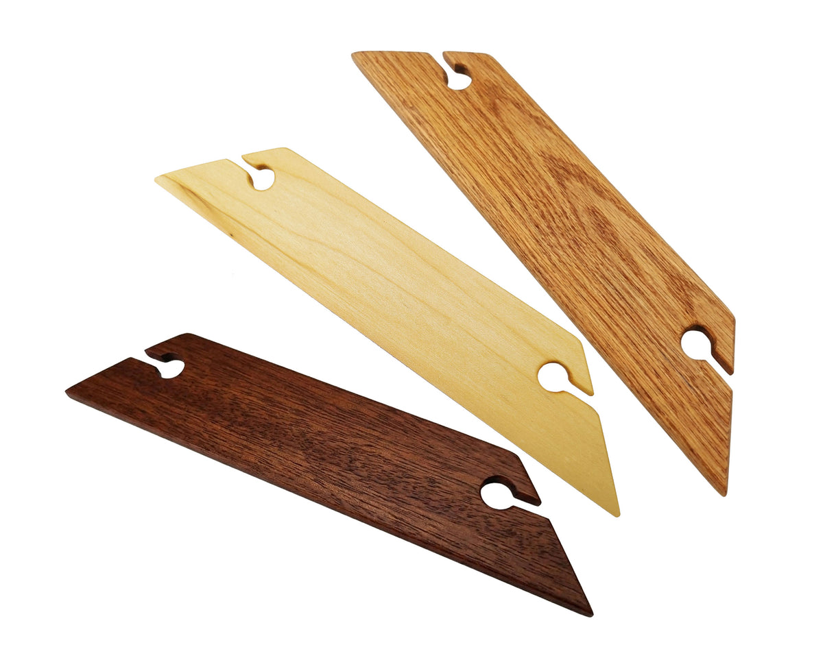 8 Inch Knife Edge Belt Weaving Shuttle 3pc Set Handcrafted from Red Oak, Maple and Mahogany